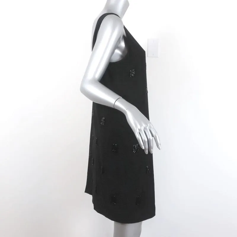 Elizabeth and James Mini Dress Greene Black Beaded Crepe Size 6 Sleeveless Shift