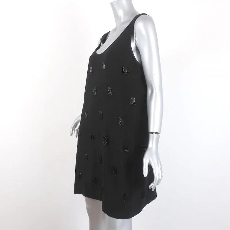 Elizabeth and James Mini Dress Greene Black Beaded Crepe Size 6 Sleeveless Shift