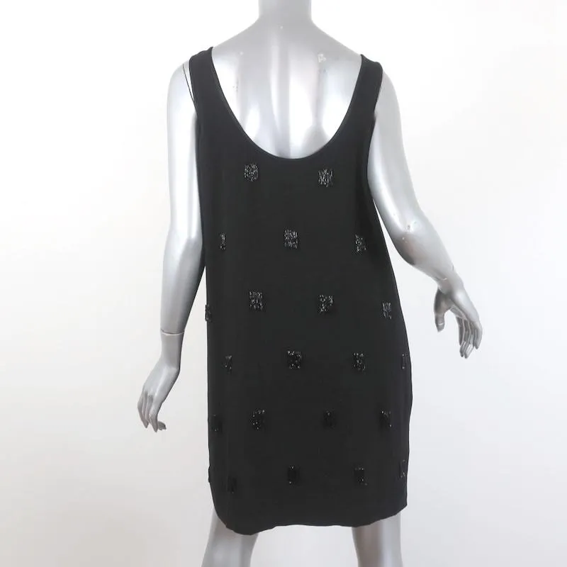 Elizabeth and James Mini Dress Greene Black Beaded Crepe Size 6 Sleeveless Shift