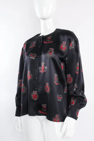 Emblem Crest Print Blouse