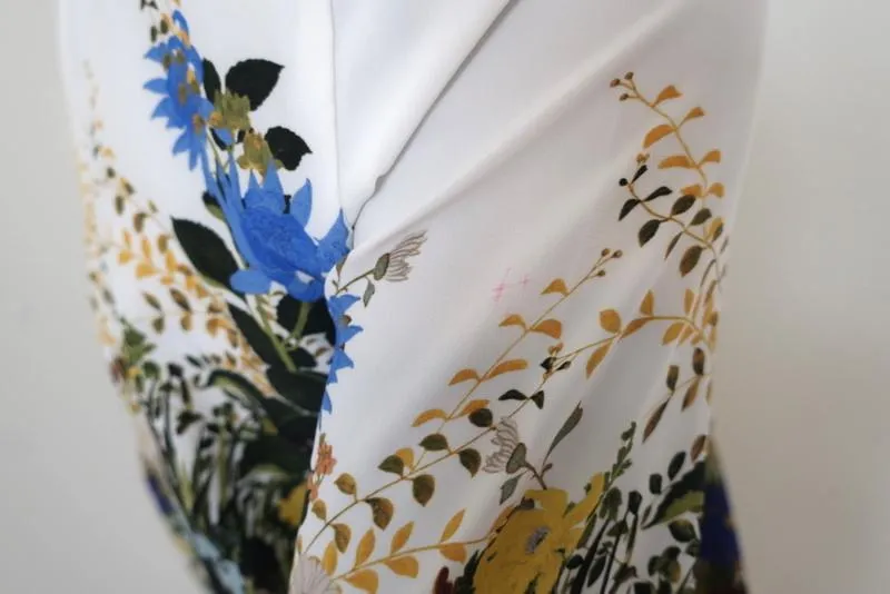 Erdem Emma Mini Shift Dress White/Multi Floral Print Silk Size 8 US 4