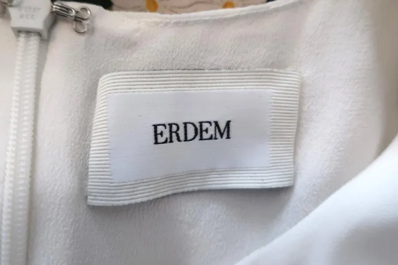 Erdem Emma Mini Shift Dress White/Multi Floral Print Silk Size 8 US 4
