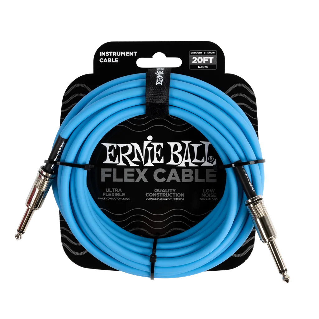 Ernie Ball Flex Instrument Cable 20ft, Blue