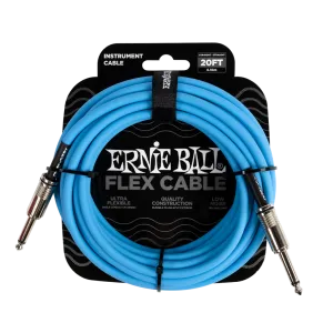 Ernie Ball Flex Instrument Cable 20ft, Blue