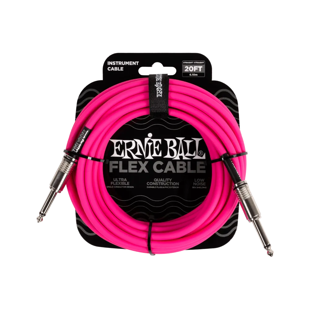 Ernie Ball Flex Instrument Cable - 20ft Pink
