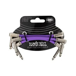Ernie Ball P06451 Flex Instrument Patch Cable, 3 Inch, Purple, 3-Pack