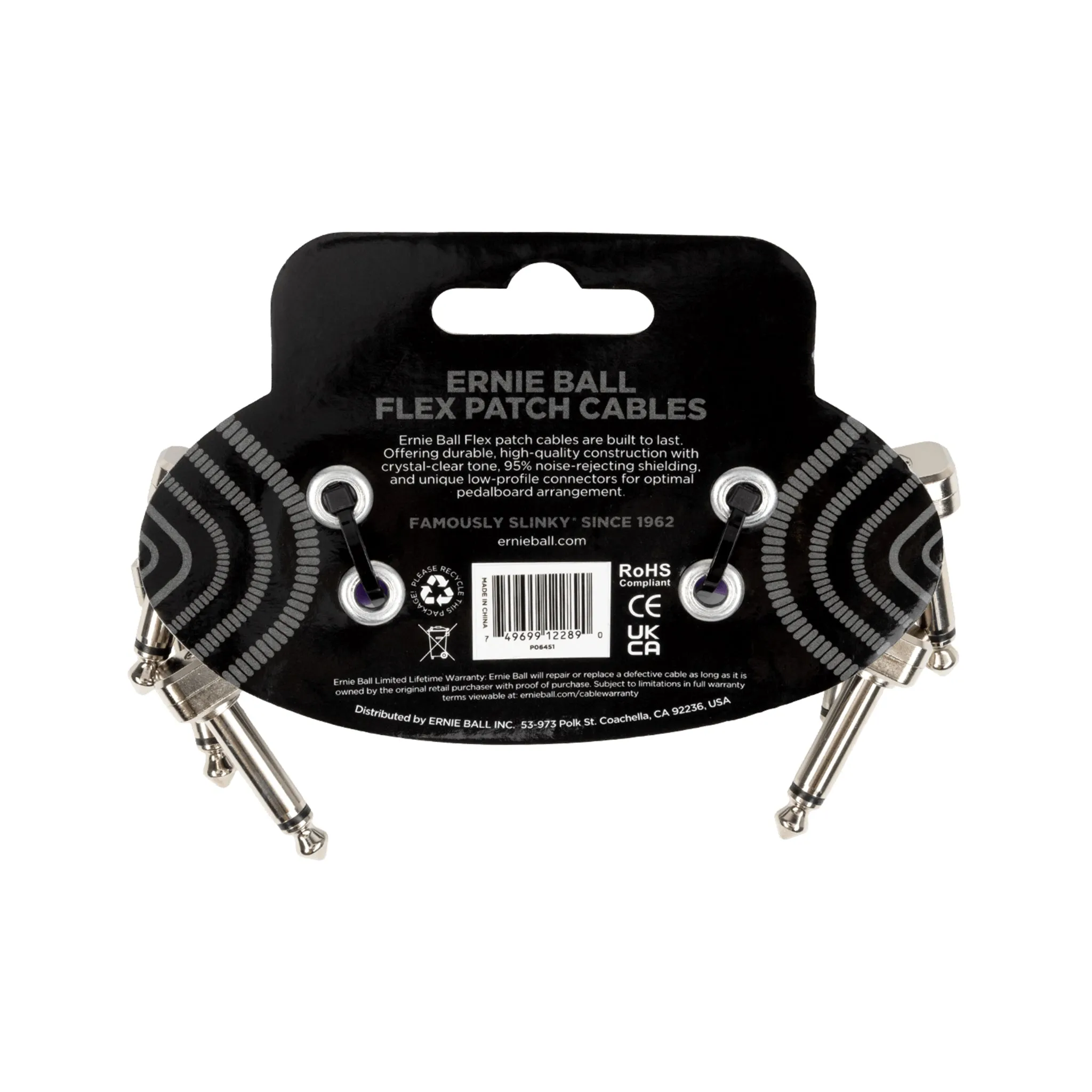 Ernie Ball P06451 Flex Instrument Patch Cable, 3 Inch, Purple, 3-Pack