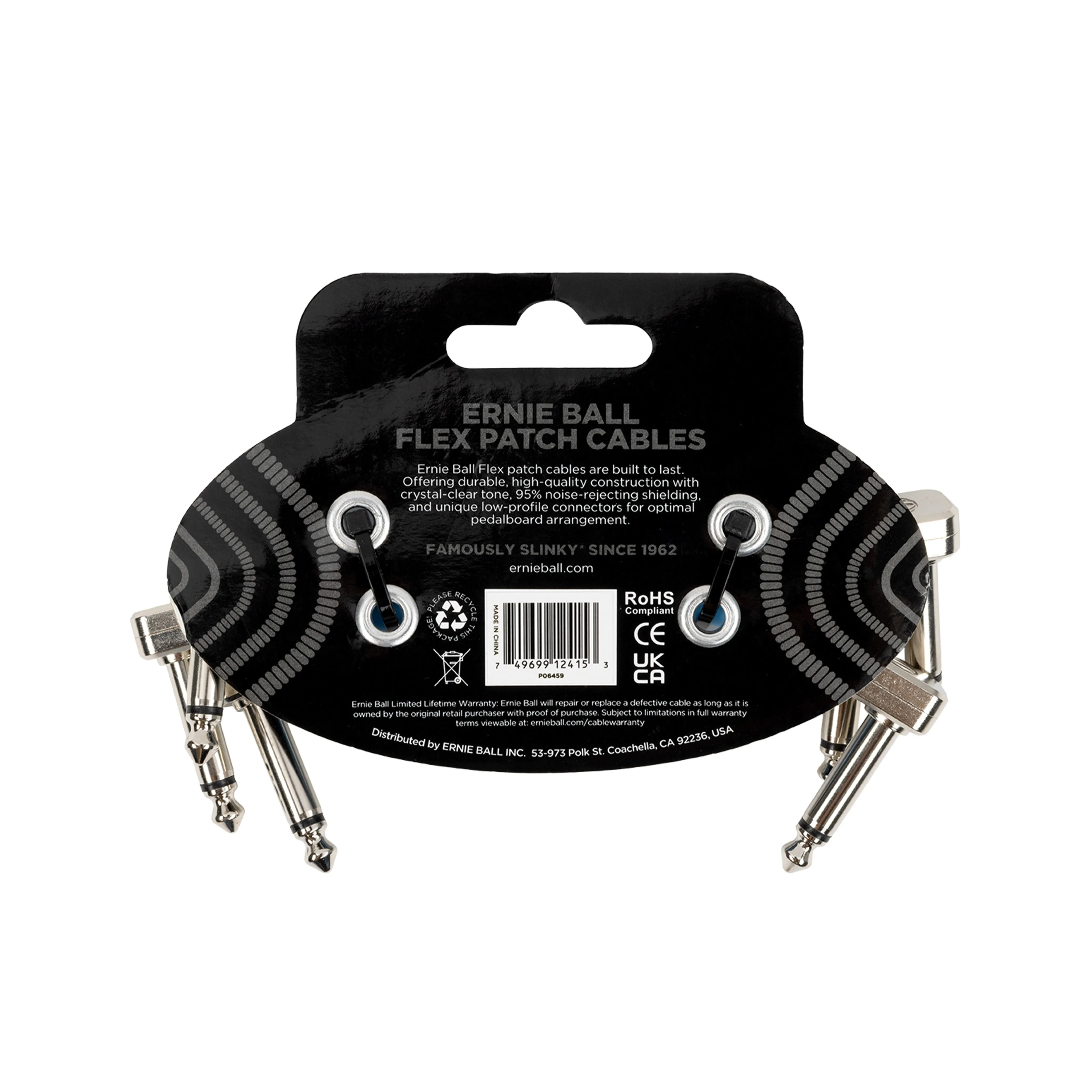 Ernie Ball P06459 Flex Instrument Patch Cable, 3 Inch, Blue, 3-Pack
