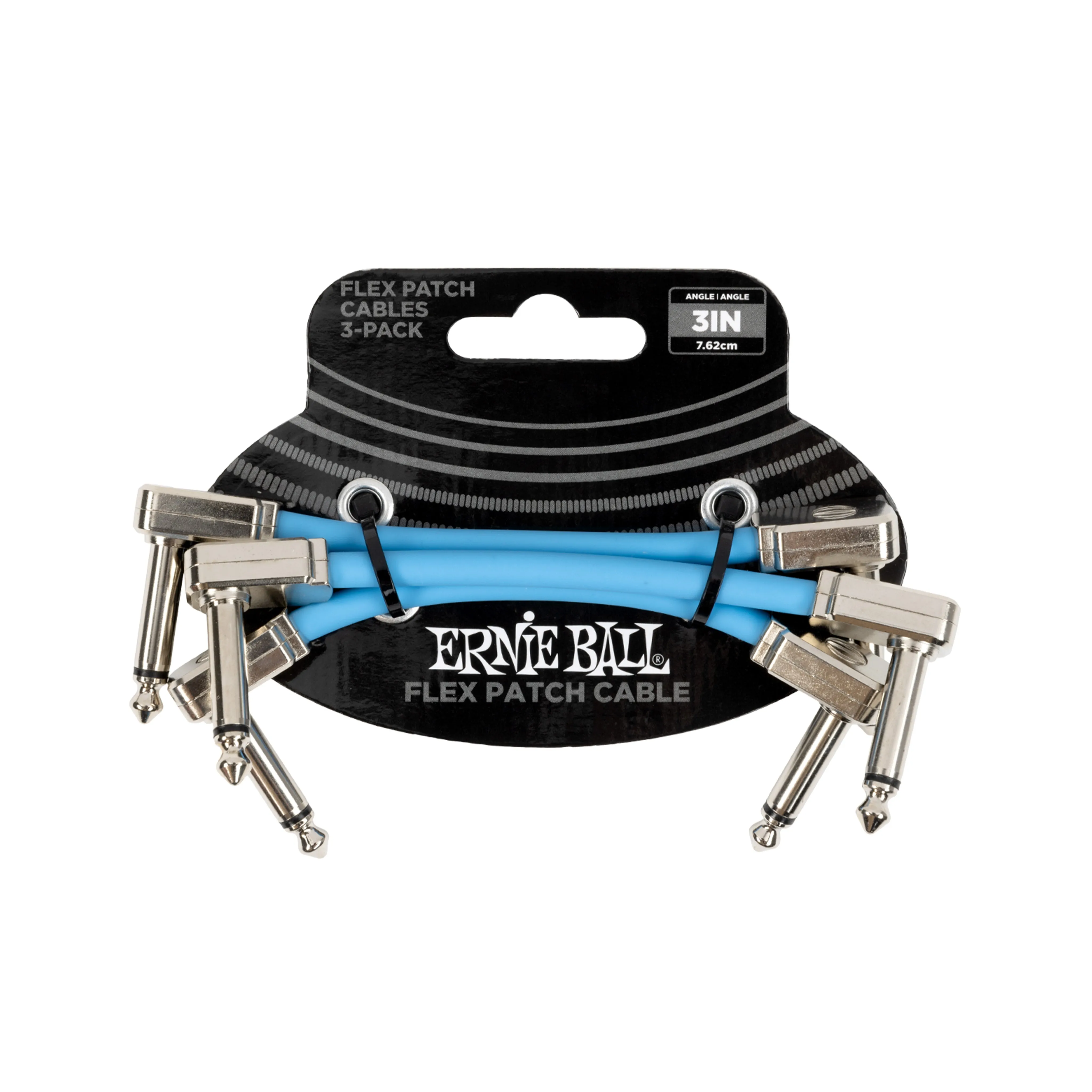 Ernie Ball P06459 Flex Instrument Patch Cable, 3 Inch, Blue, 3-Pack
