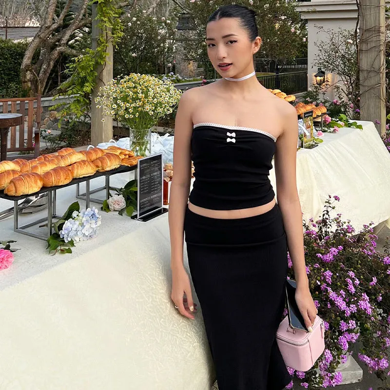 European and American Style Women's Clothing New2023Summer Aliexpress Slim Fit Slimming Patchwork Top Casual Skirt Suit for Women