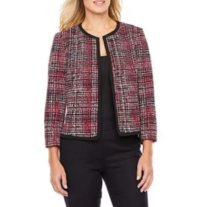Evan Picone Black Label Suit Jacket Blazer 14 Red Multi