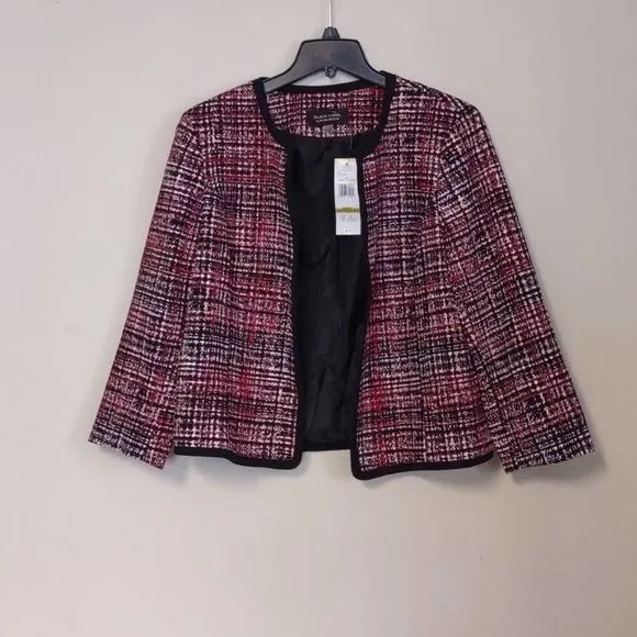 Evan Picone Black Label Suit Jacket Blazer 14 Red Multi