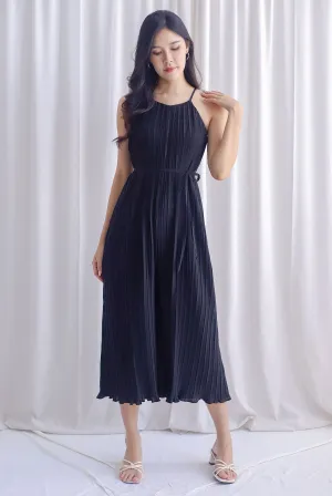Fion Pleat Cut In Flare Jumpsuit In Black