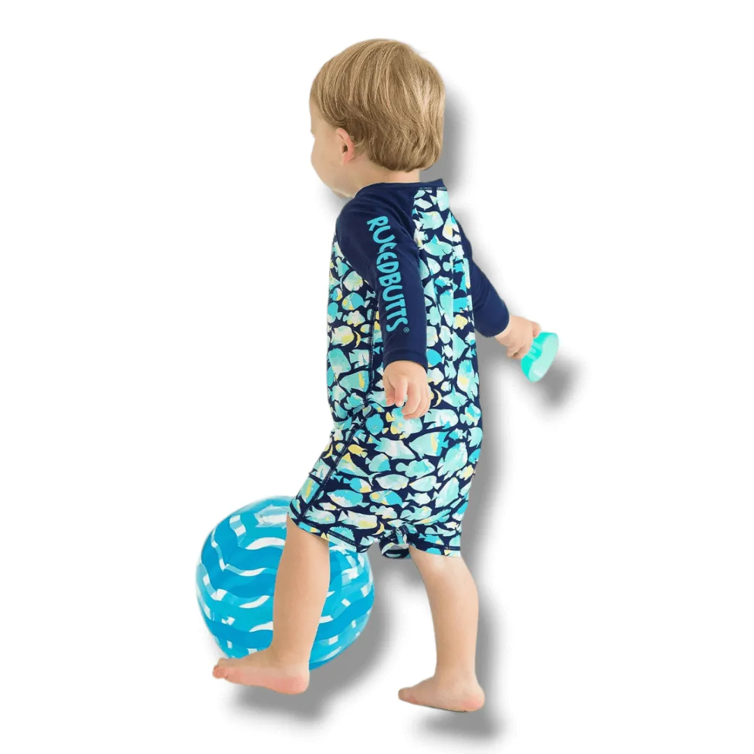Fish Friends Long Sleeve Logo One Piece Rash Guard