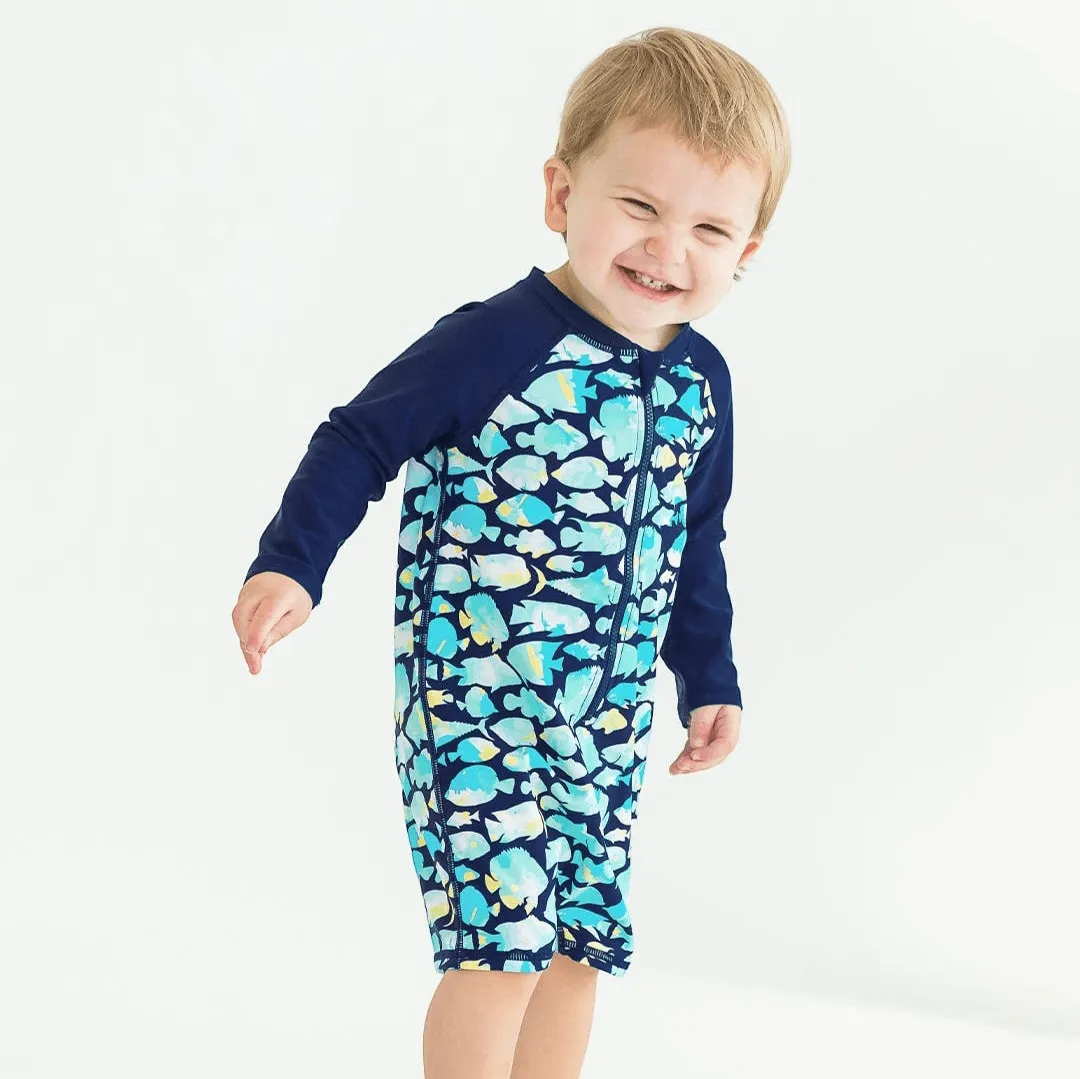 Fish Friends Long Sleeve Logo One Piece Rash Guard