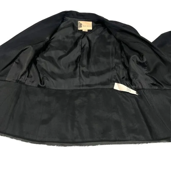 Fleur Wood Strata Blazer Tuxedo Jacket Tencel Chiffon Long Sleeve Button Women 4