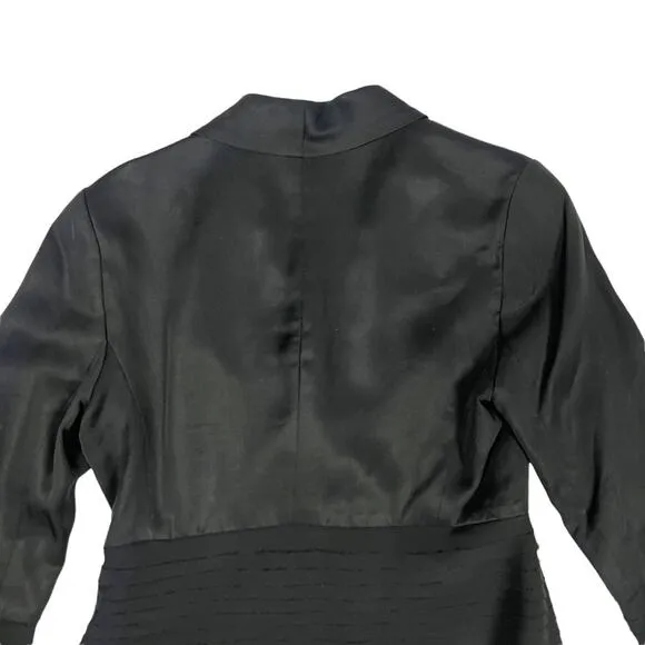 Fleur Wood Strata Blazer Tuxedo Jacket Tencel Chiffon Long Sleeve Button Women 4