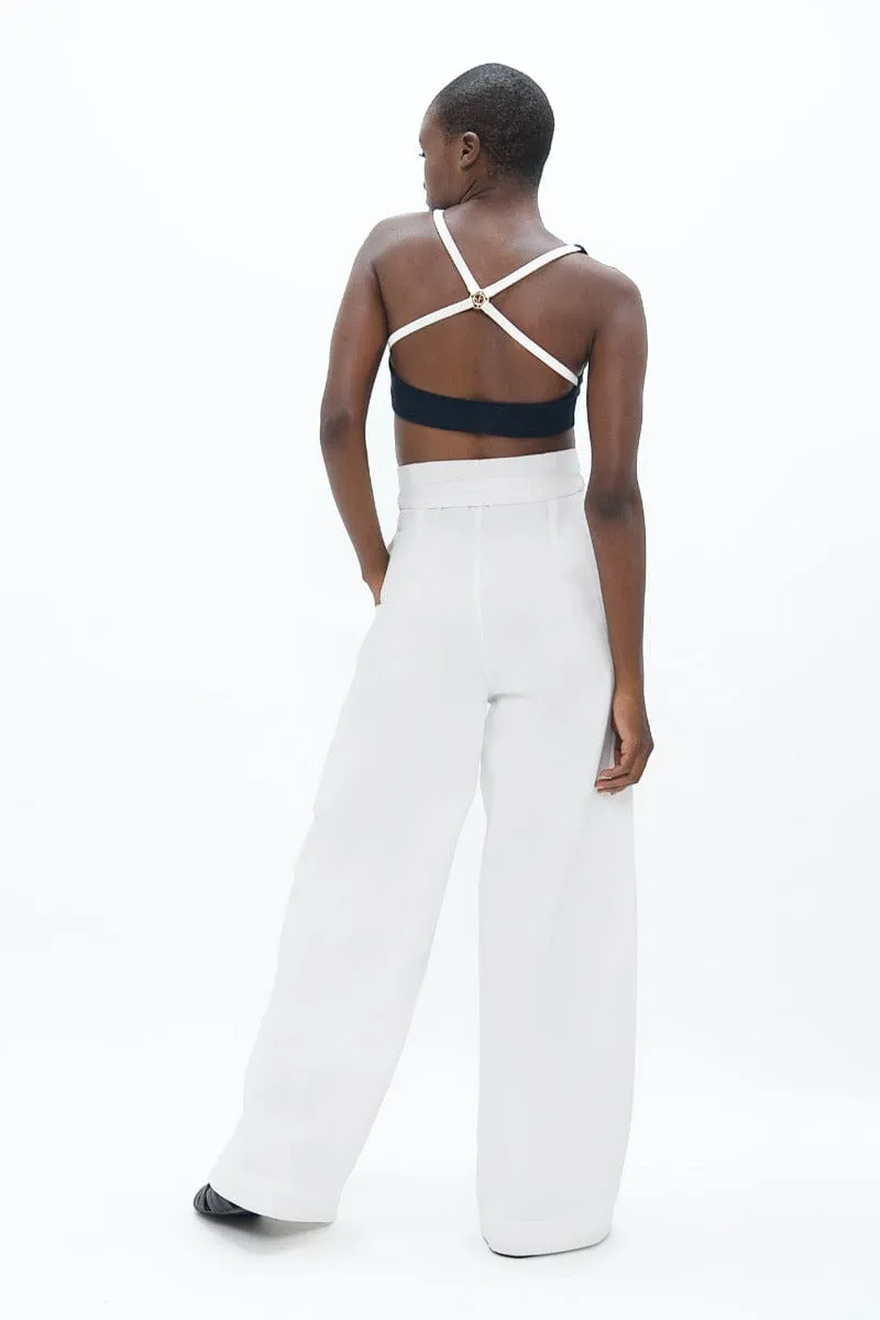 Florence Organic Cotton Wide Leg Trousers | White Dove