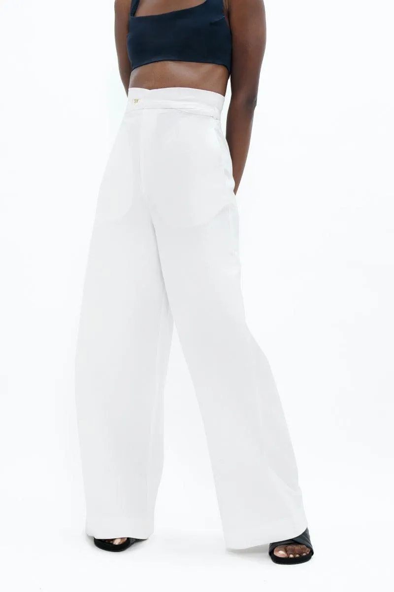 Florence Organic Cotton Wide Leg Trousers | White Dove
