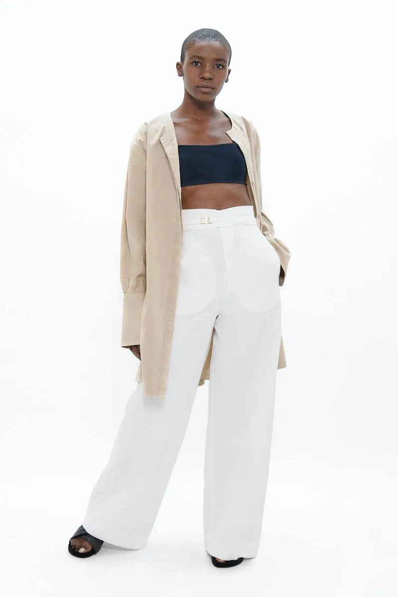 Florence Organic Cotton Wide Leg Trousers | White Dove