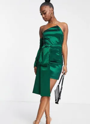 Forest Green Petite Self Fabric Hanging Belt Dress