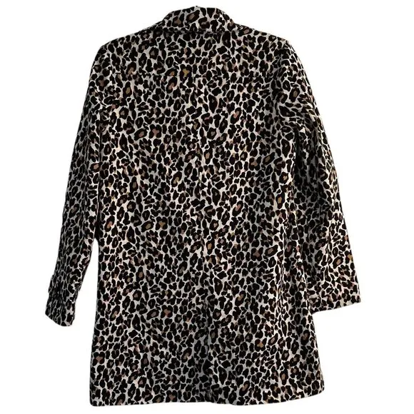 Forever 21 Leopard Print Button Up Long Taylored Lightweight Coat Size Small