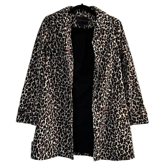 Forever 21 Leopard Print Button Up Long Taylored Lightweight Coat Size Small