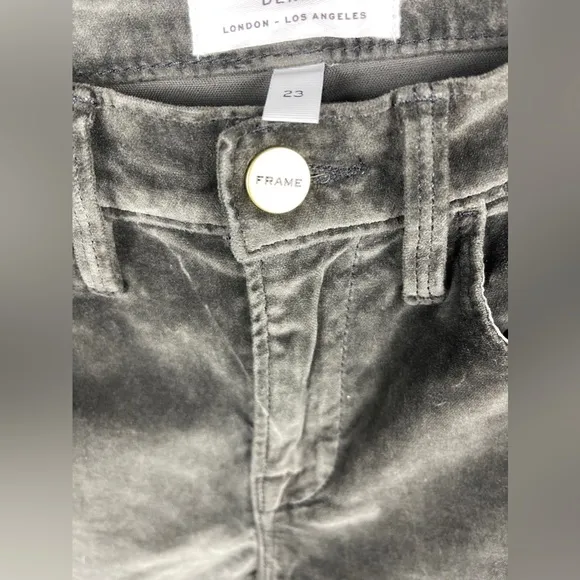 FRAME Le Mini Boot Ribbed Pine Green Velvet Pants Size 23 NWT