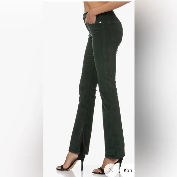 FRAME Le Mini Boot Ribbed Pine Green Velvet Pants Size 23 NWT
