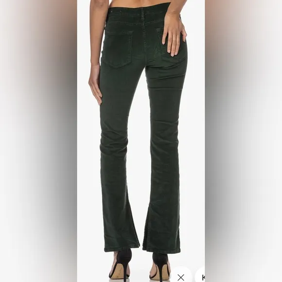 FRAME Le Mini Boot Ribbed Pine Green Velvet Pants Size 23 NWT