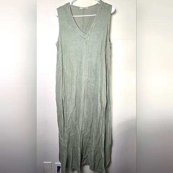 Francesca Bettini Made In Italy 100% Linen Sleeveless Dress, Size Medium