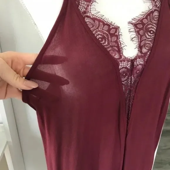 Free People boho slip dress lingerie style with eyelash lace.