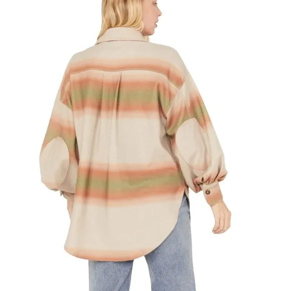Free People Ombre Serape Print Ruby Jacket Shacket  Ivory S