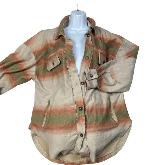 Free People Ombre Serape Print Ruby Jacket Shacket  Ivory S