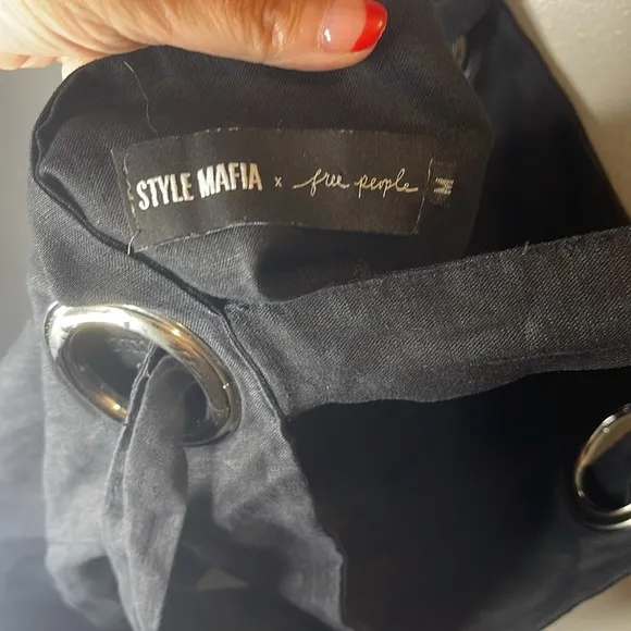 FREE PEOPLE x Style Mafia Black Grommet‎ Linen Mini Dress M