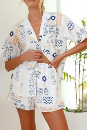 Fresh Beach Print Two -piece Suit