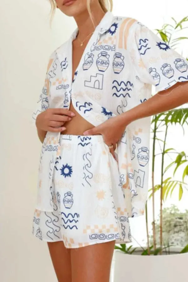 Fresh Beach Print Two -piece Suit