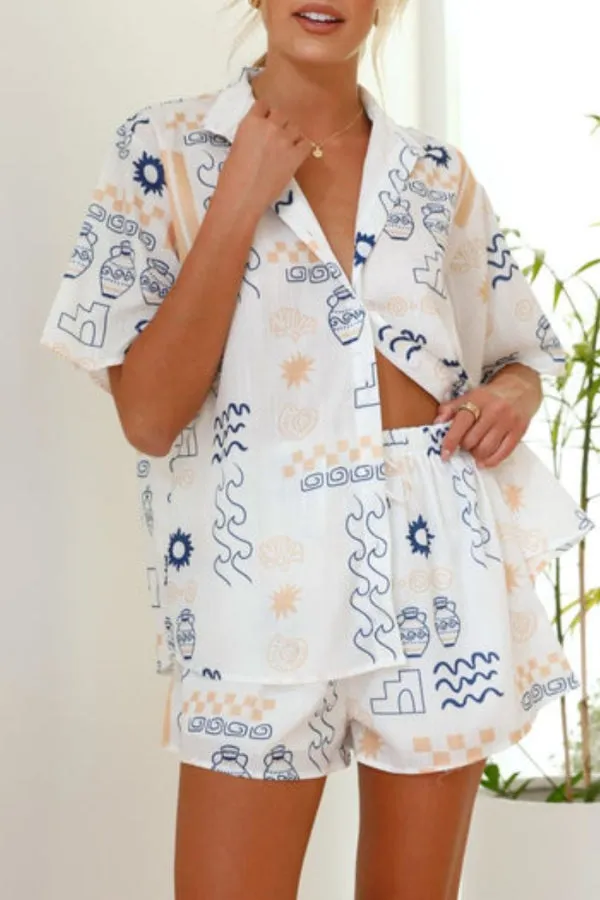 Fresh Beach Print Two -piece Suit