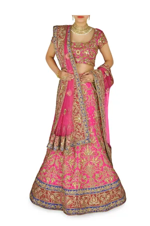 Fuchsia Pink color Bridal lehenga choli
