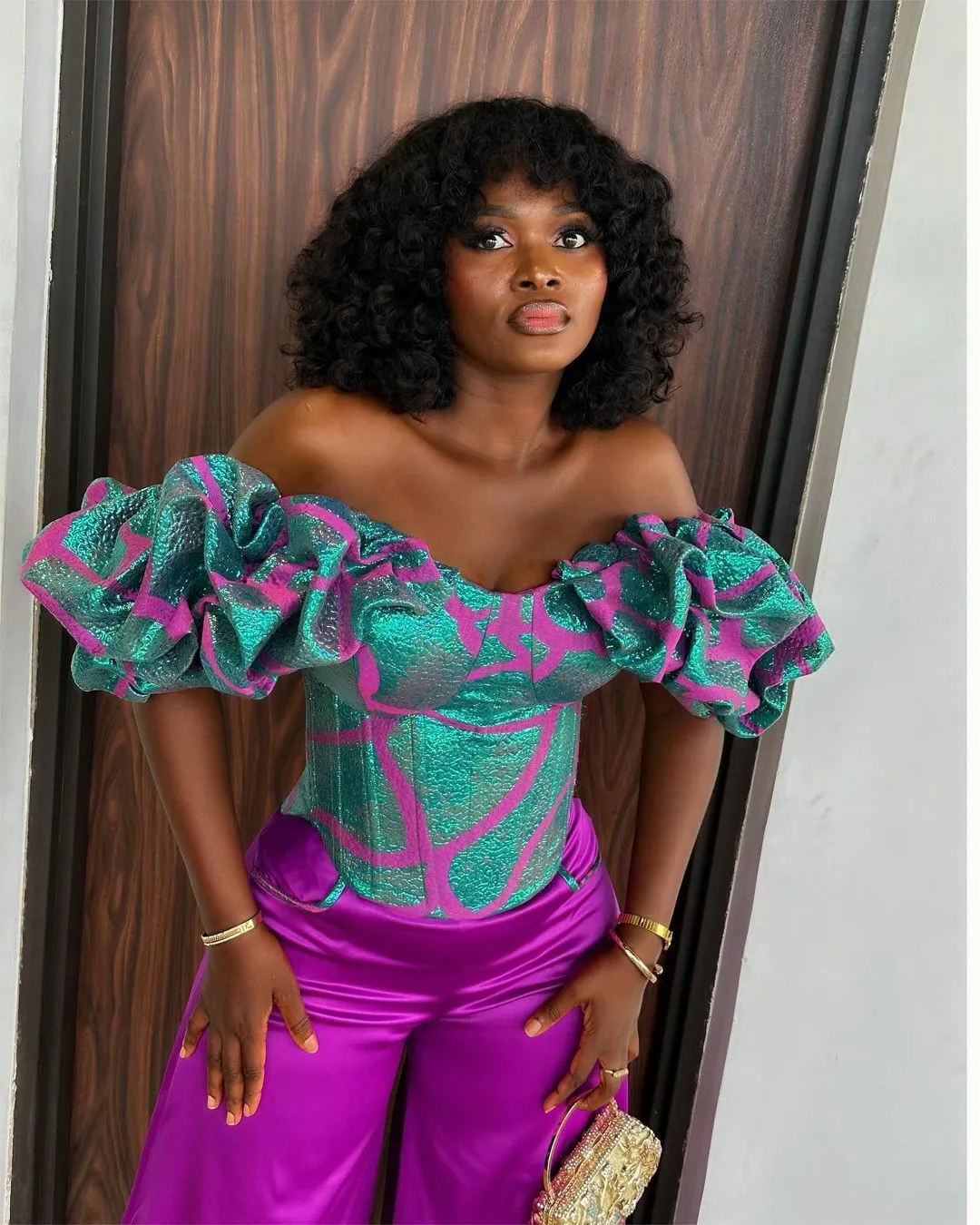 Full corset top with wide leg pants