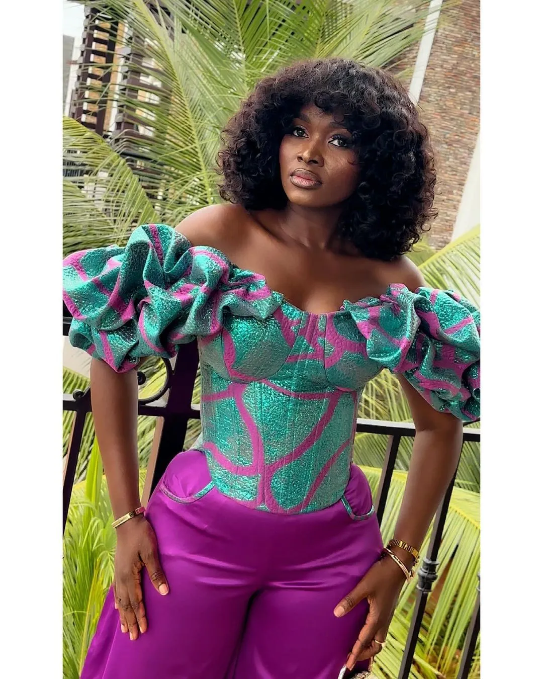 Full corset top with wide leg pants