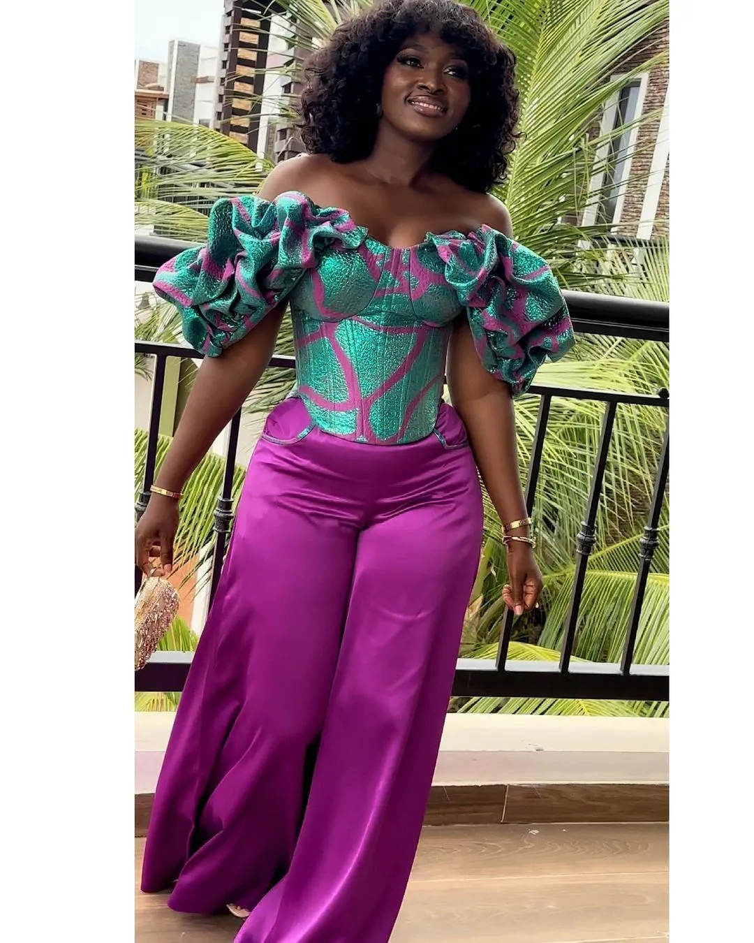 Full corset top with wide leg pants