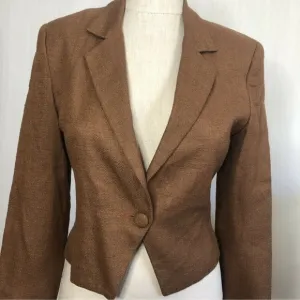 Gianni  vtg 70’s 80’s boho blazer tailored jacket brown shoulder pads cl…