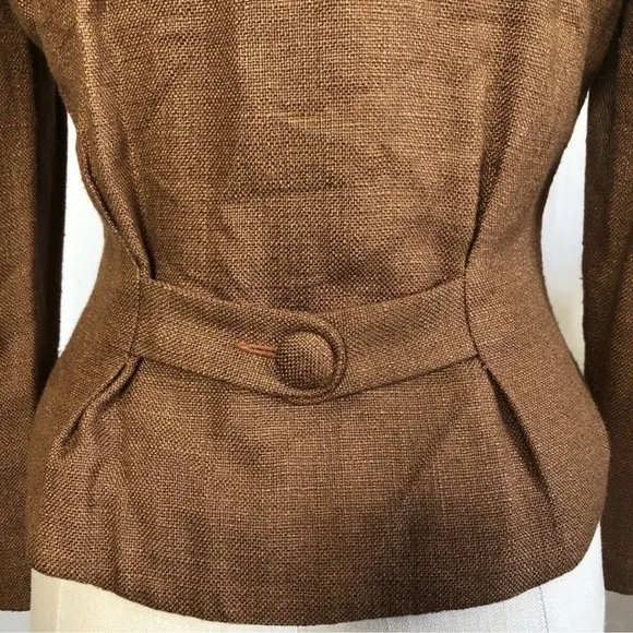 Gianni  vtg 70’s 80’s boho blazer tailored jacket brown shoulder pads cl…