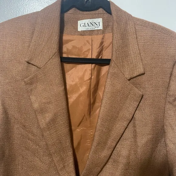 Gianni  vtg 70’s 80’s boho blazer tailored jacket brown shoulder pads cl…