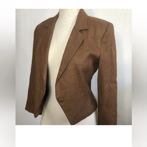 Gianni  vtg 70’s 80’s boho blazer tailored jacket brown shoulder pads cl…