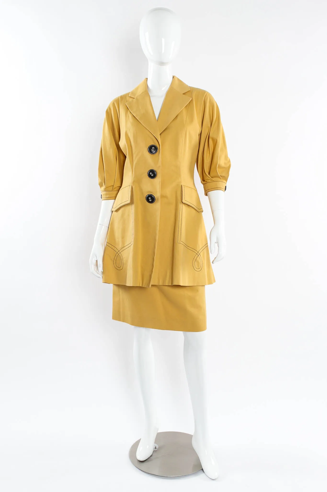 Golden Blazer & Skirt Suit Set