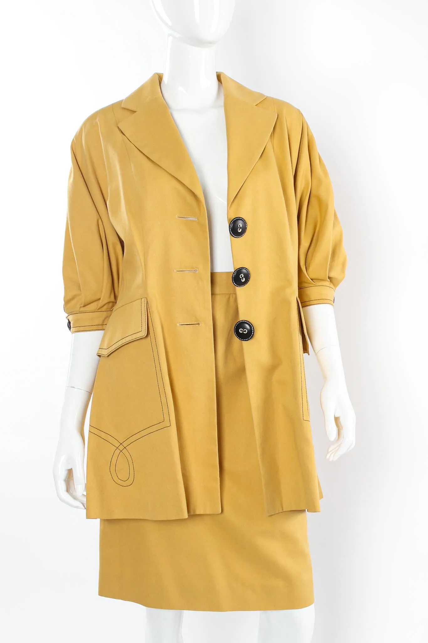 Golden Blazer & Skirt Suit Set