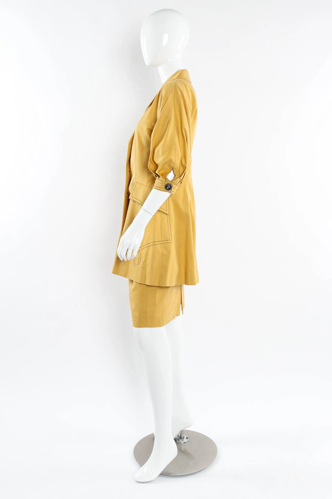 Golden Blazer & Skirt Suit Set