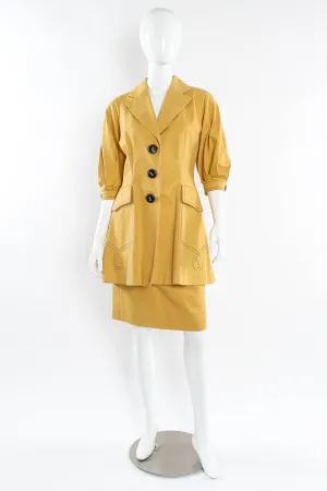 Golden Blazer & Skirt Suit Set